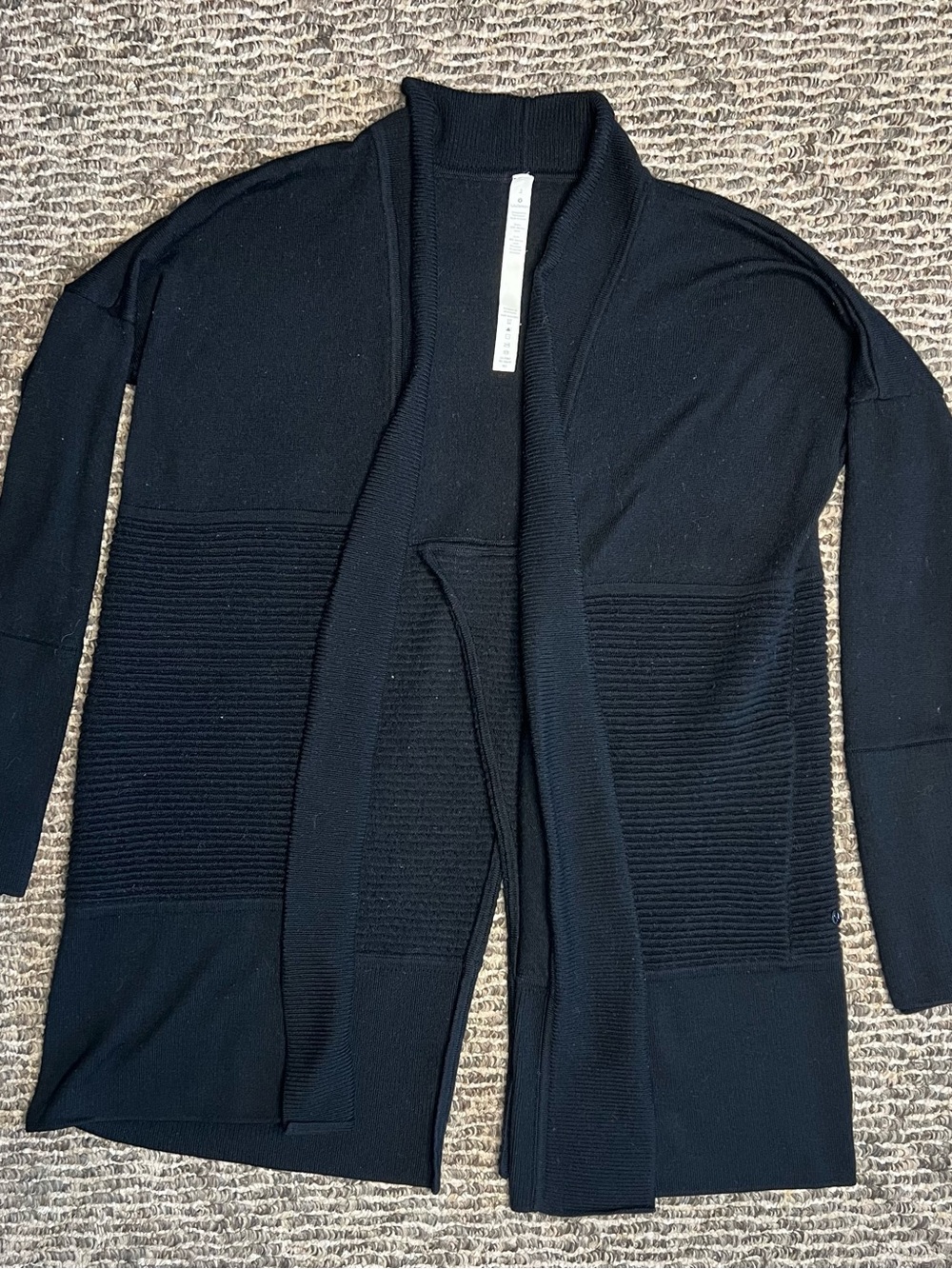lululemon athletica Men's Black Open-Front Ribbed Cardigan